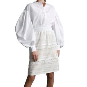 BURBERRY Carwinley white crocheted lace midi skirt NEW 6